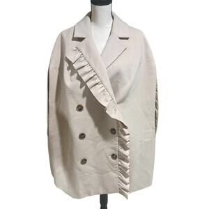 Eloquii double breasted ruffle cape jacket
